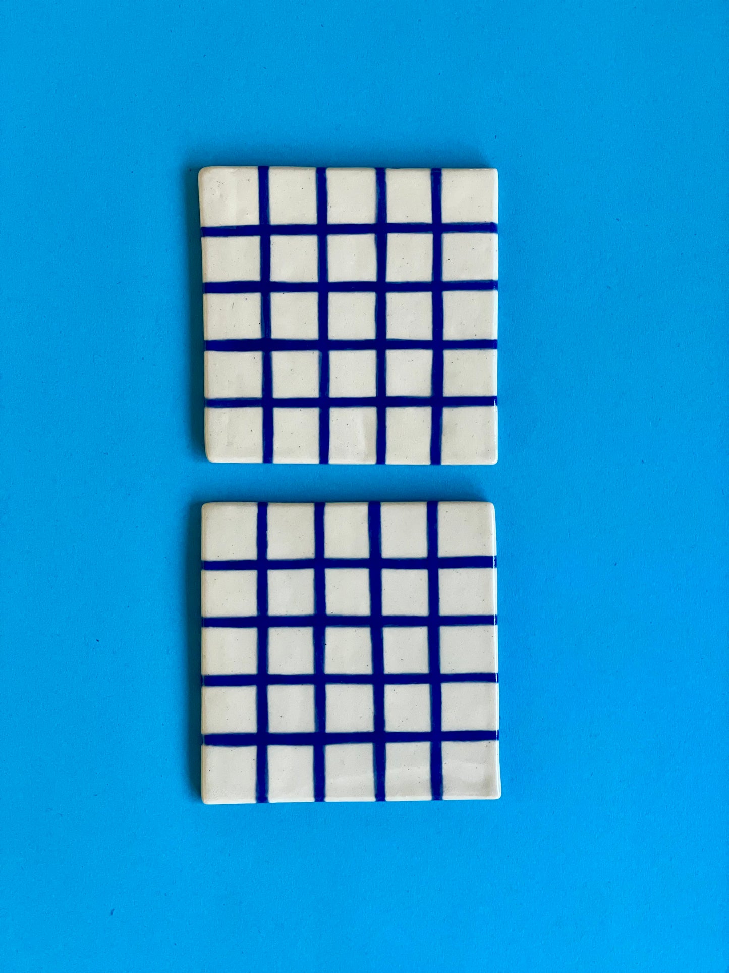 Coaster Set - Blue Cheque