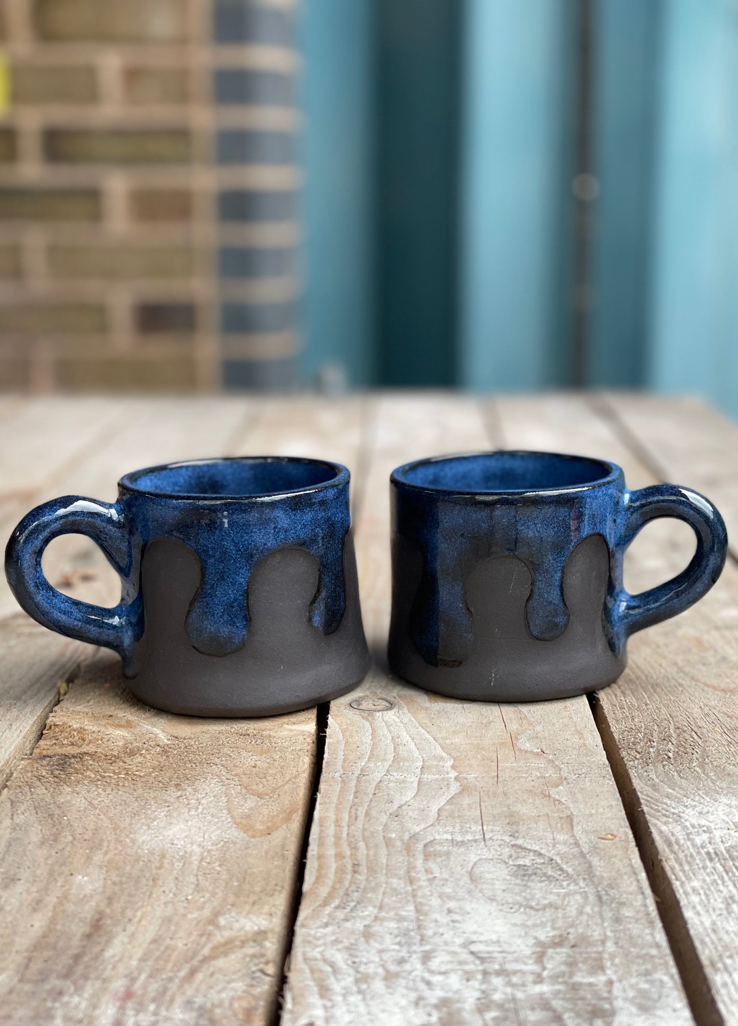 Mug - Blue & Black Drip