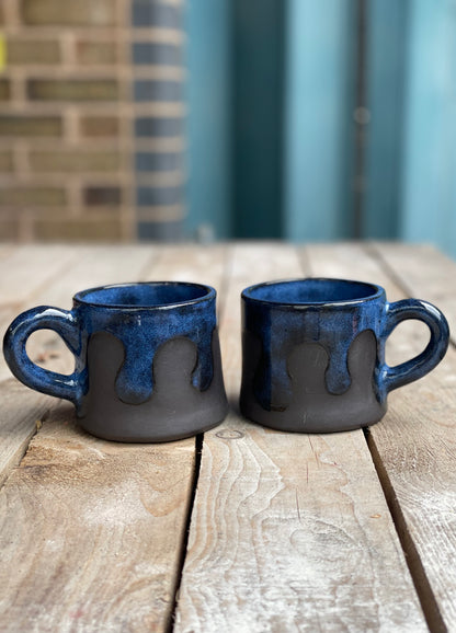 Mug - Blue & Black Drip