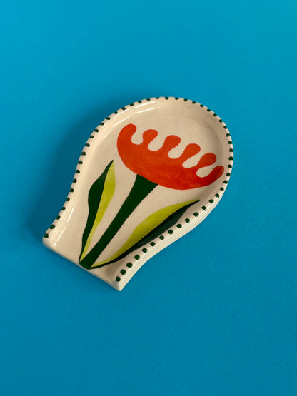Spoon Rest - Orange Flower
