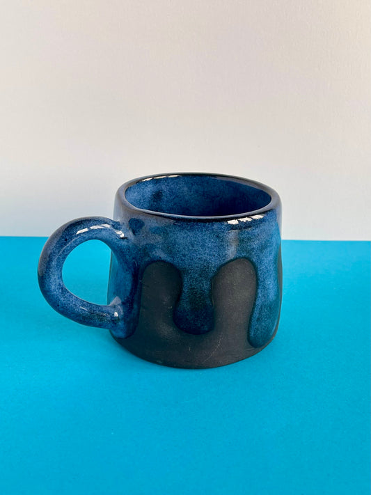 Mug - Blue & Black Drip