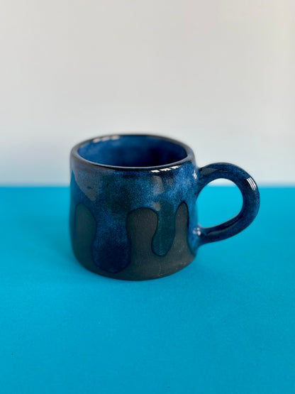 Mug - Blue & Black Drip