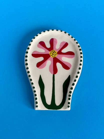 Spoon Rest - Pink & Red Flower