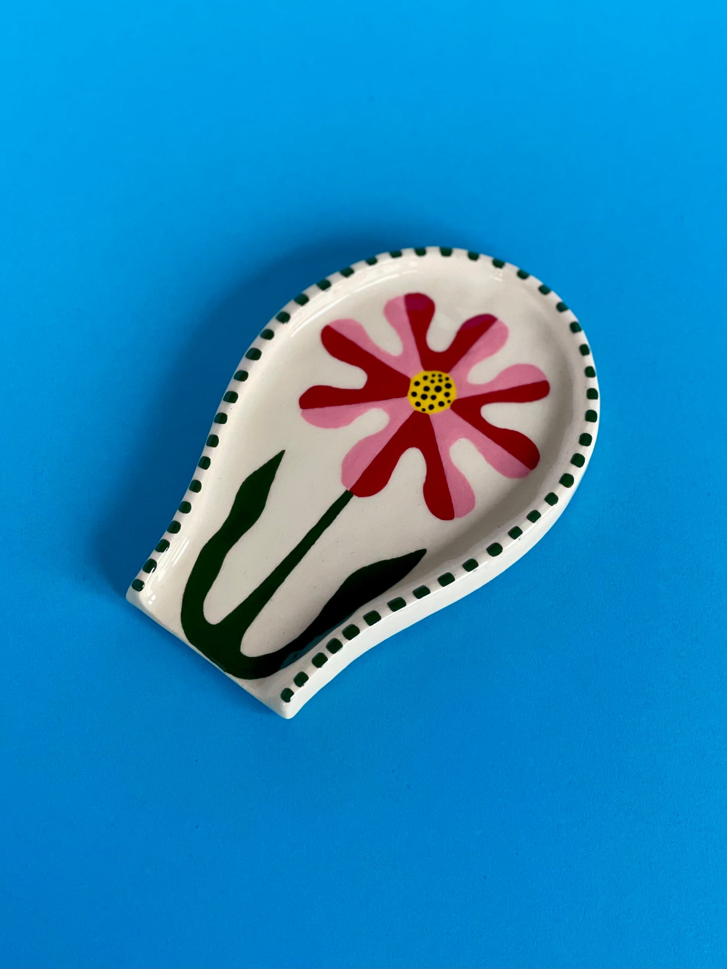 Spoon Rest - Pink & Red Flower