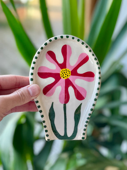 Spoon Rest - Pink & Red Flower