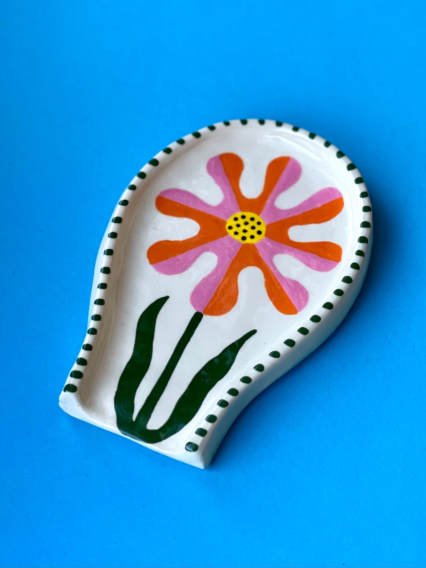 Spoon Rest - Pink & Orange Flower