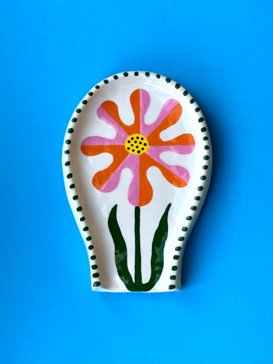 Spoon Rest - Pink & Orange Flower